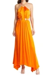 Elliatt Visitant Cut-out Satin Maxi Dress In Papaya