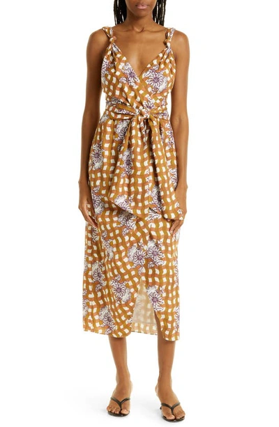 Rebecca Taylor Poppy Field Wrap Dress In Poppy Field Lavender Combo