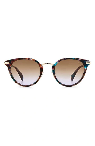 Rag & Bone 53mm Round Sunglasses In Pink Havana / Brown Violet
