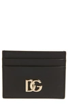 Dolce & Gabbana Dg Logo Leather Card Case In 80999 Black