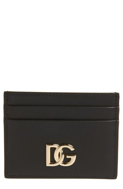 Dolce & Gabbana Dg Logo Leather Card Case In Nera