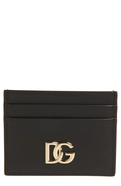 Dolce & Gabbana Dg Logo Leather Card Case In 80999 Black