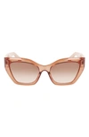 Ferragamo Gancini 54mm Rectangular Sunglasses In Transparent Brown