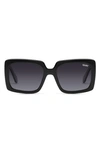 Quay X Paris Total Vibe 54mm Polarized Square Sunglasses In Black / Smoke Polarized