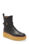 Ulla Johnson Lennox Leather Ankle-buckle Platform Boots In Noir