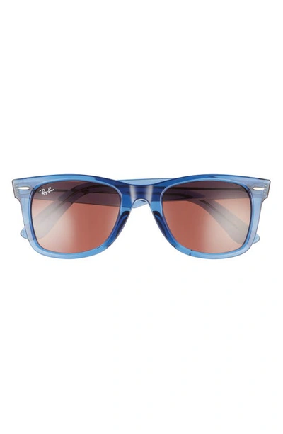 Ray Ban 52mm Square Sunglasses In Transparent Blue / Red