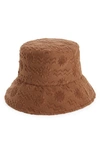 Lack Of Color Wave Sun-embossed Terry Cotton Bucket Hat In Coco