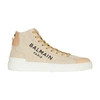 Balmain B Court High Top-canvas & Logo In White Cotton In Naturel