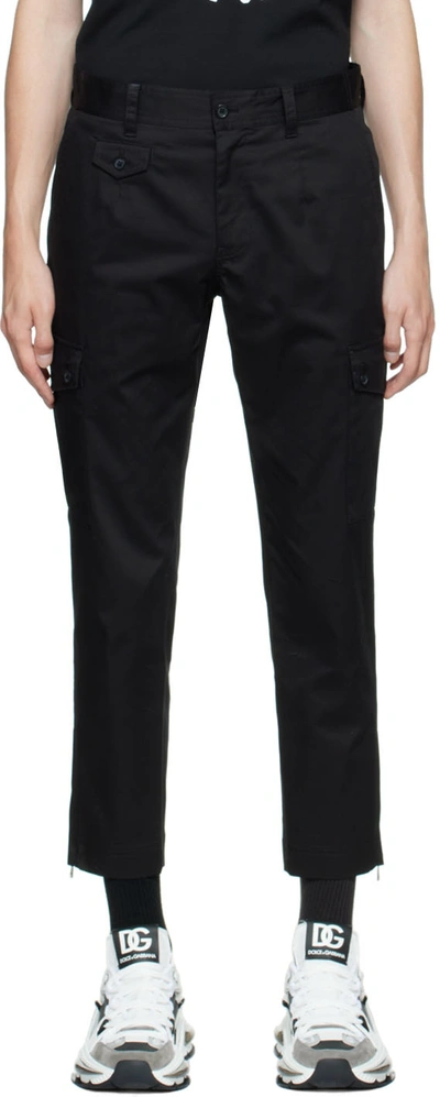Dolce & Gabbana Black Cotton Cargo Pants In N0000 Nero