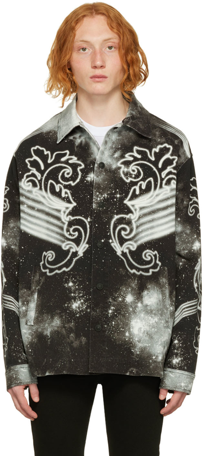 Versace Jeans Couture Space Couture-print Long-sleeved Shirt In Black