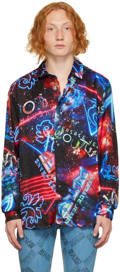 Versace Jeans Couture Galaxy Couture Print Viscose Twill Shirt In Multicolor