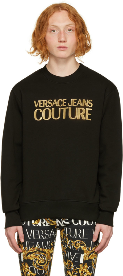 Versace Jeans Couture Crewneck Sweatshirt With Logo In Black