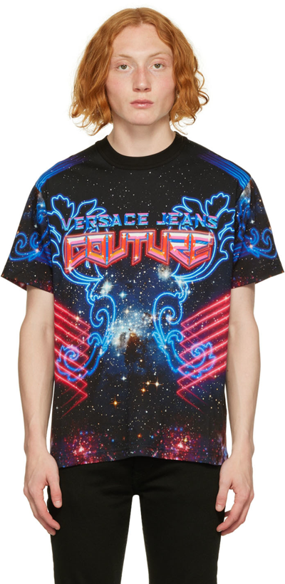Versace Jeans Couture Versace Jeans  Panel Galaxy Black T-shirt In Neutral