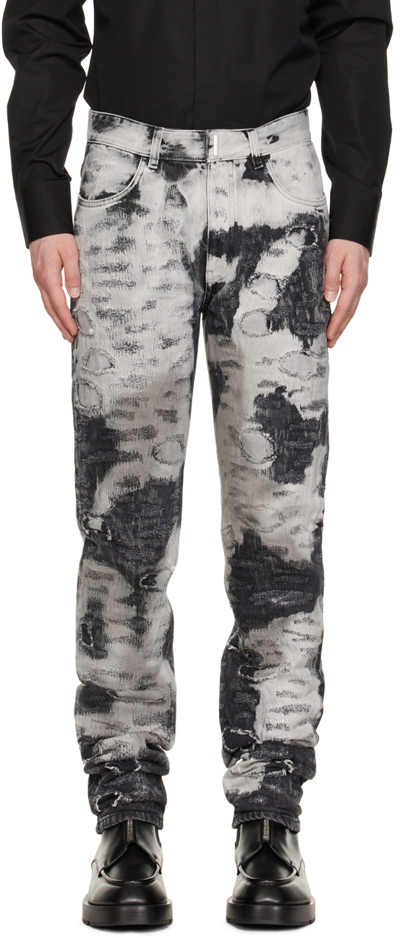 Givenchy Slim-fit Painted Destroyed Denim Jeans In White