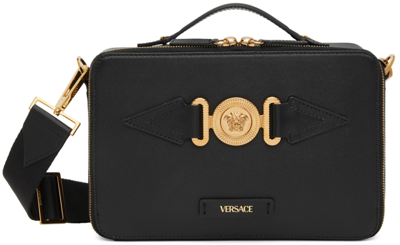 Versace Black Medusa Biggie Messenger Bag In 1b00v Nero-oro Versa