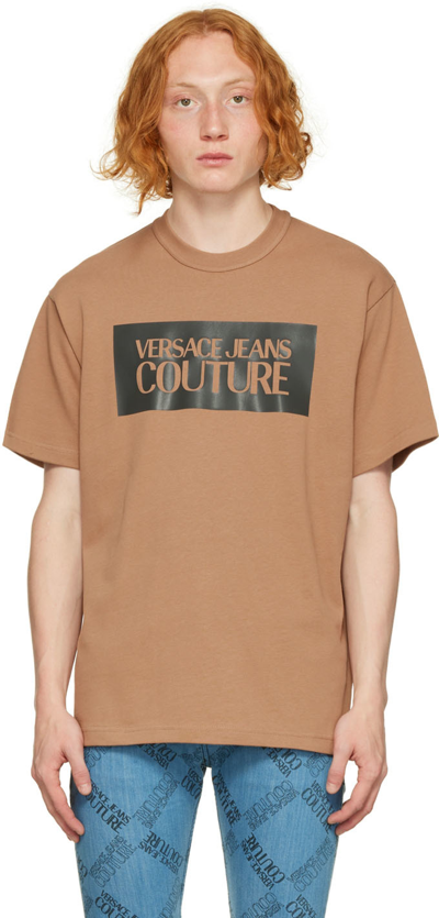 Versace Jeans Couture Tan Cotton T-shirt In E710 Sand