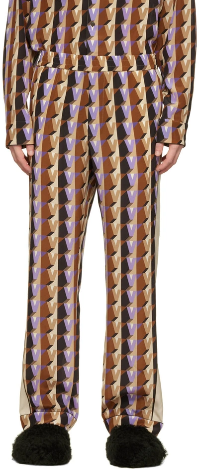 Valentino Multicolor 'v' Pyjama Pants In 6v9 St. V Cubo Viola