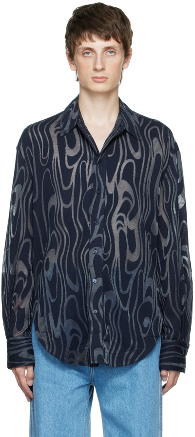 Eckhaus Latta Abstract-pattern Print Shirt In Blue
