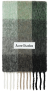 Acne Studios Main Vally Checkered Fringe Scarf In Bo8 Green/grey/black