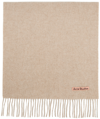 Acne Studios Logo-tag Frayed-edge Scarf In 633 Oatmeal Melange