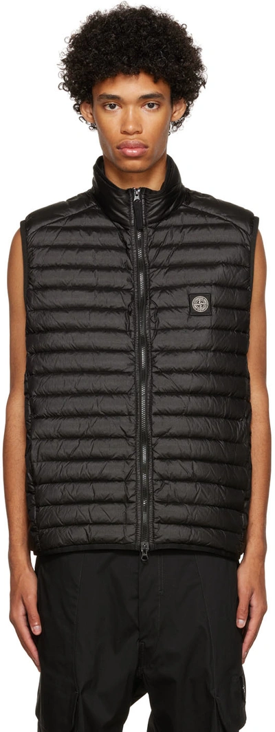 Stone Island Compass-patch Feather-down Gilet In Black