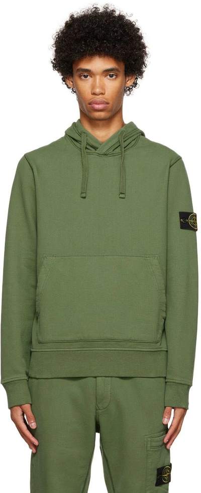 Stone Island Green Patch Hoodie In V0058 Olive