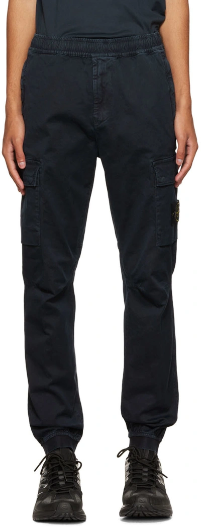 Stone Island Navy Patch Cargo Pants In Blue