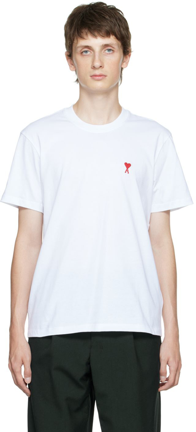 Ami Alexandre Mattiussi White Ami De Cœur T-shirt In White/100