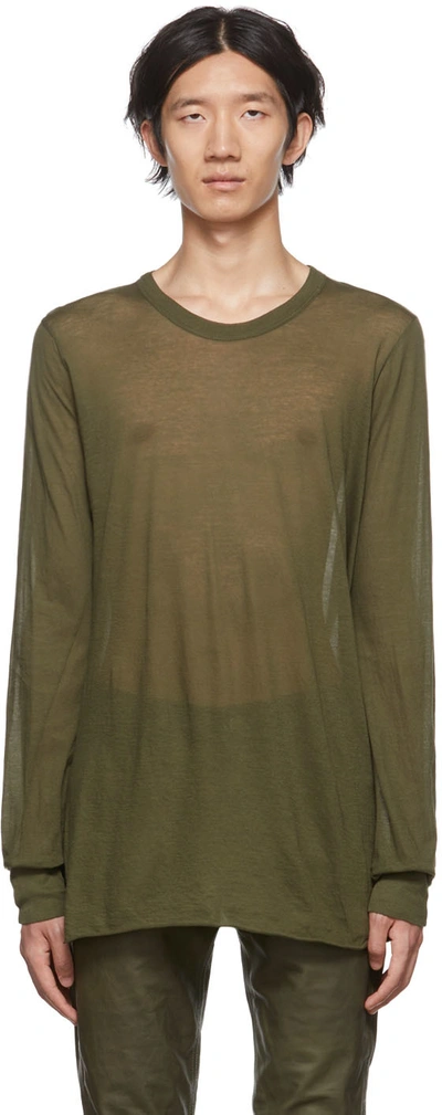 Rick Owens Green Basic Long Sleeve T-shirt In 15 Green