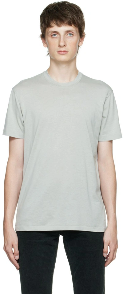 Tom Ford Gray Embroidered T-shirt In K01 Light Grey