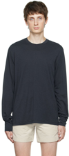 TOM FORD NAVY EMBROIDERED LONG SLEEVE T-SHIRT