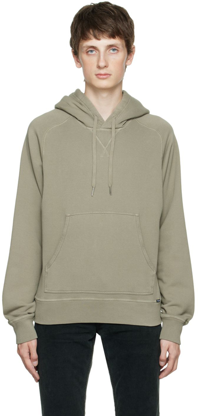 Tom Ford Khaki Drawstring Hoodie In V45 Md Green