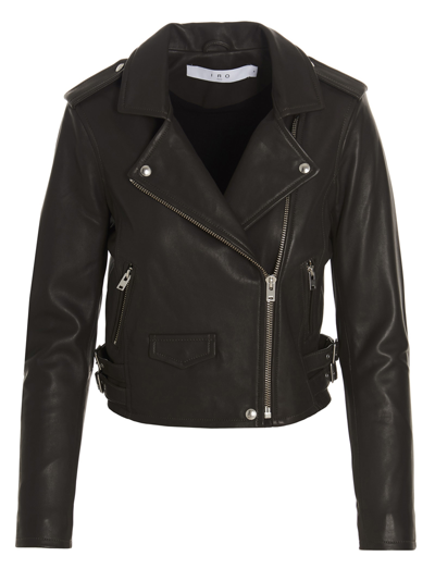 Iro Ashville Biker Leather Jacket In Gray