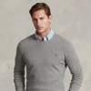 Polo Ralph Lauren Wool Crewneck Sweater In Fawn Grey Heather