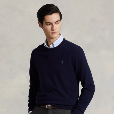 Polo Ralph Lauren Wool Crewneck Sweater In Hunter Navy