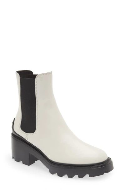 Tod's Gomma Calfskin Lug-sole Chelsea Booties In White