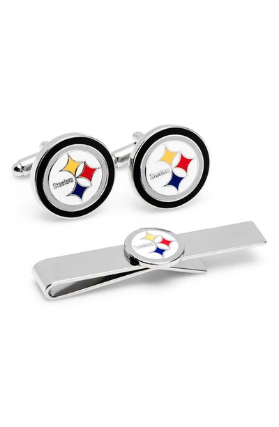 Cufflinks, Inc Nfl Pittsburgh Steelers Cuff Links And Tie Bar Gift Set In Black