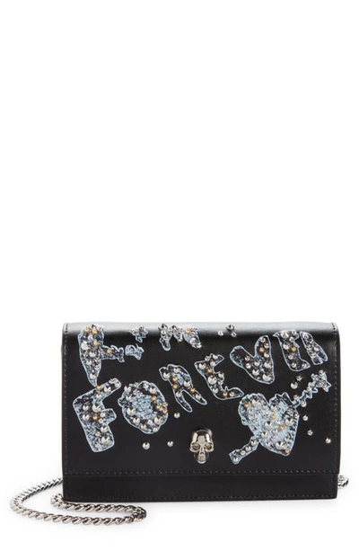 Alexander Mcqueen Mini Skull Embellished Leather Shoulder Bag In Black