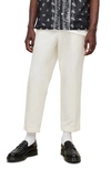 Allsaints Tallis Pleated Cotton & Wool Trousers In Wheatgrass