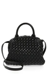 Bottega Veneta Mini Intrecciato Leather Top Handle Bag In Black-gold
