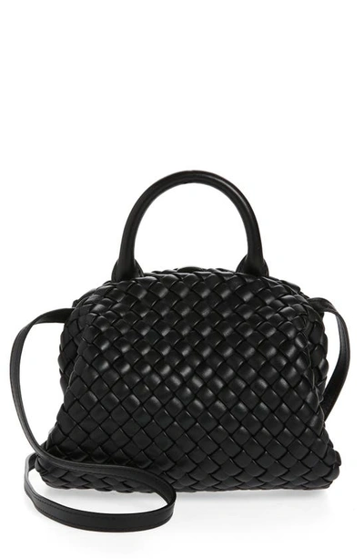 Bottega Veneta Mini Intrecciato Leather Top Handle Bag In Black-gold