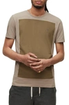 Allsaints Lobke Cotton Colorblock T-shirt In Seawood Taupe/ Brown