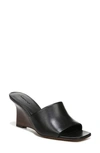 Vince Pia Womens Leather Slide Wedge Sandals In Black