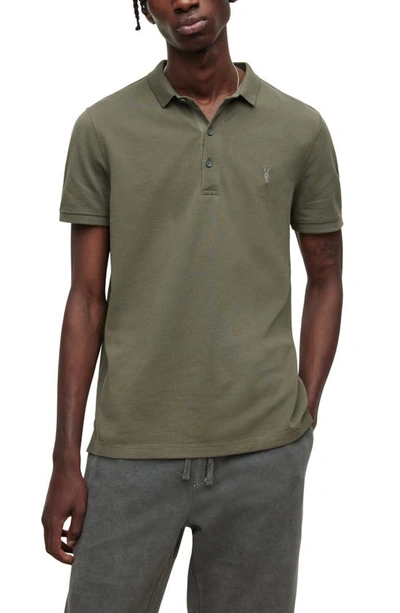 Allsaints Reform Cotton Embroidered Logo Slim Fit Polo Shirt In Sacremento