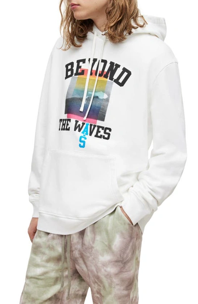 Allsaints Yonder Relaxed Fit Graphic Hoodie In Optic White