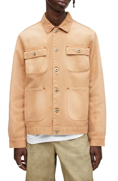 Allsaints Callum Cotton Corduroy Collar Jacket In Havana Brown