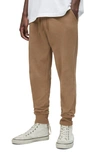 Allsaints Raven Cotton Embroidered Logo Slim Fit Sweatpants In Ash Khaki