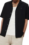 Allsaints Mattole Relaxed Fit Crepe Short Sleeve Button-up Camp Shirt In Jet Black