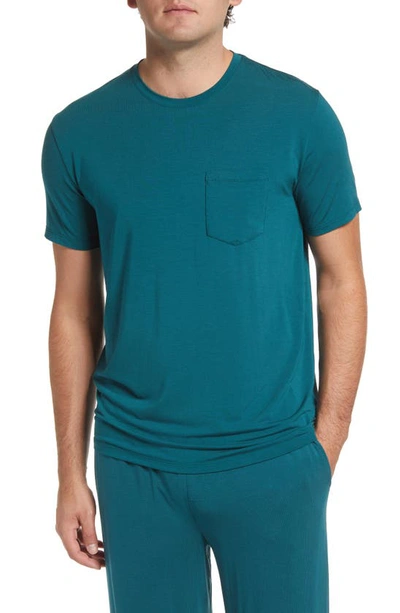 Tommy John Second Skin Pocket Sleep T-shirt In Deep Teal