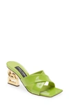 Dolce & Gabbana Polished Calfskin Mules With 3.5 Heel In Brightgreen
